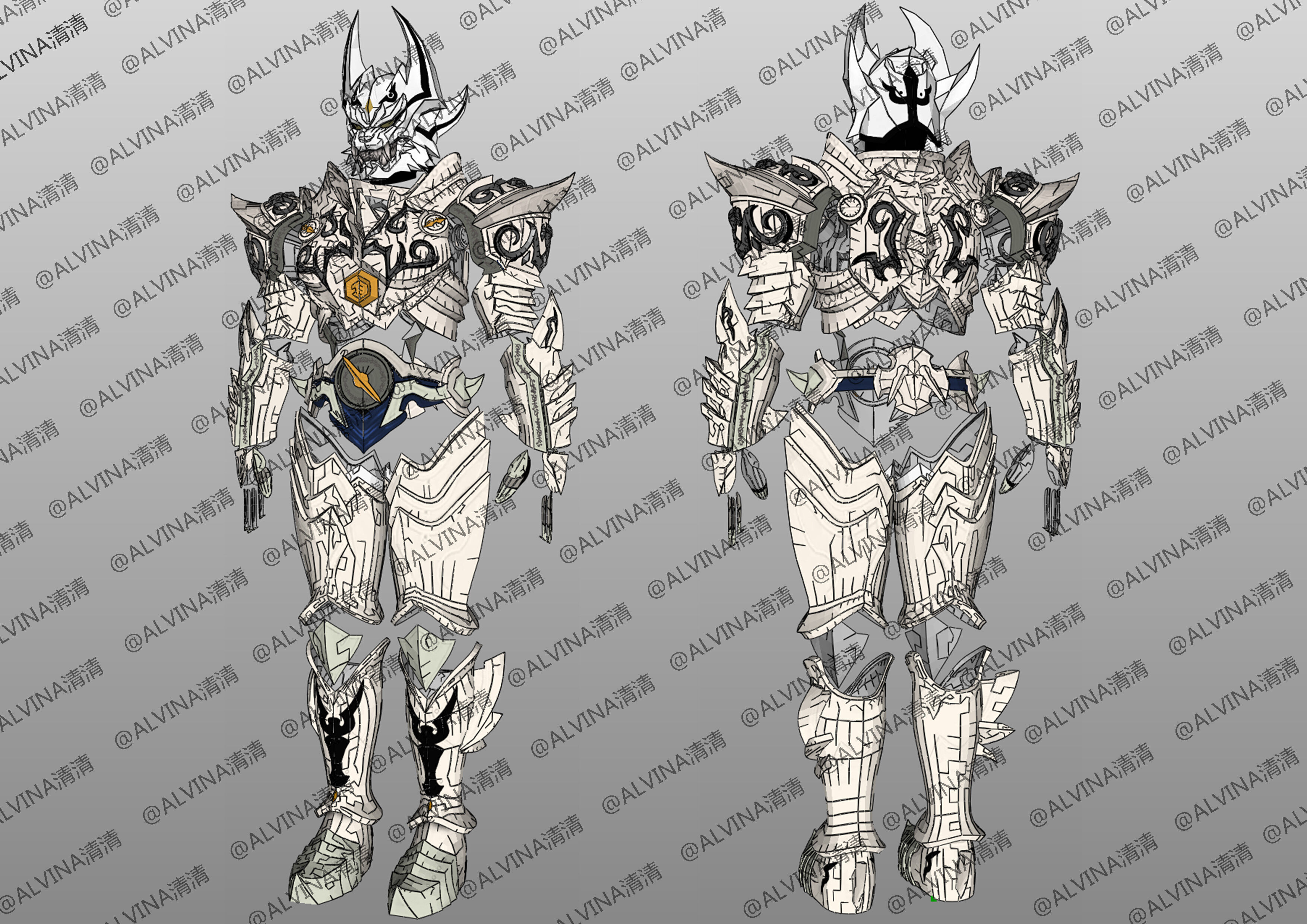 Garo Zreo Armor - DIY Cosplay Pepakura Foam Template Low-poly 3D model_2