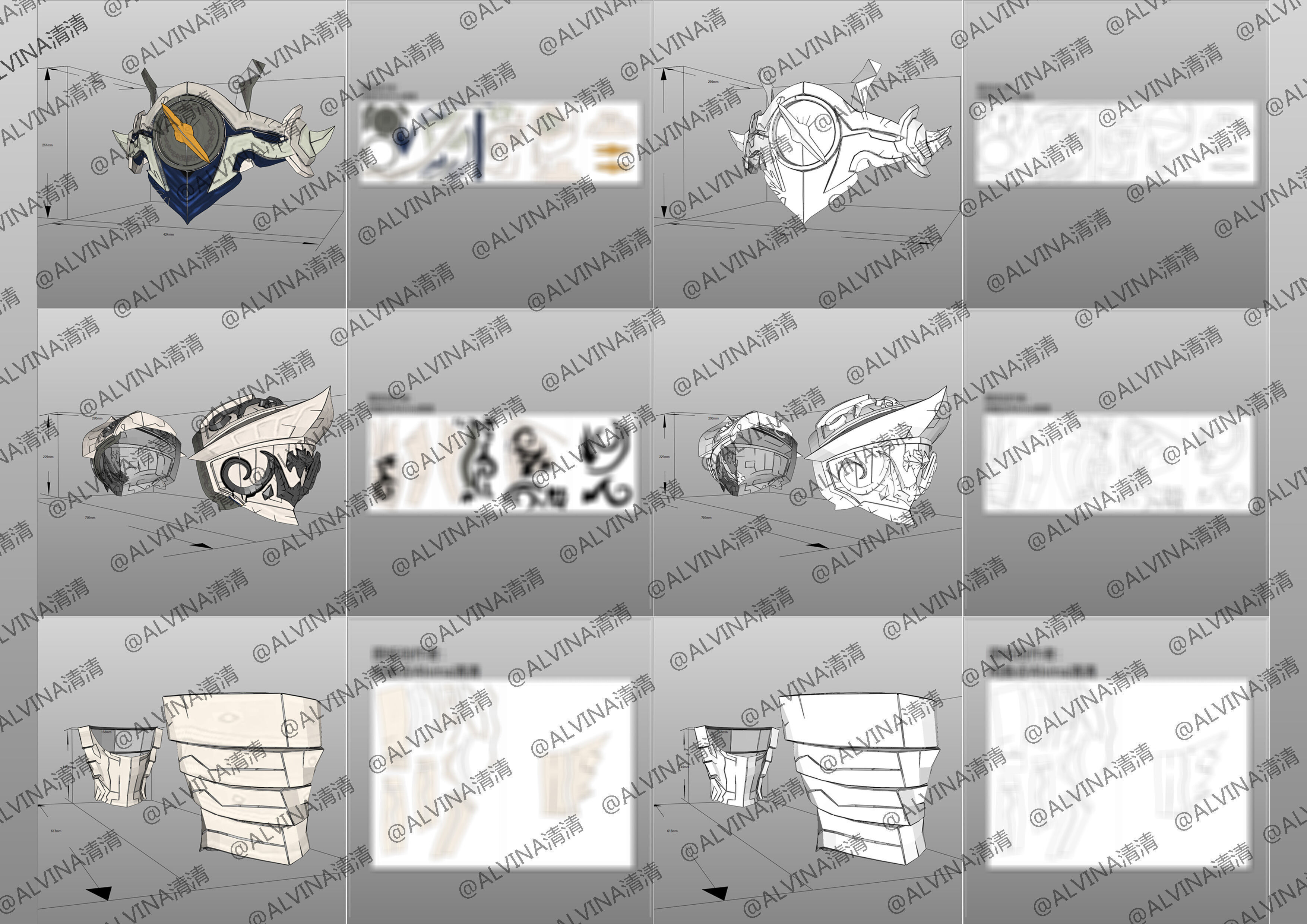 Garo Zreo Armor - DIY Cosplay Pepakura Foam Template Low-poly 3D model_4