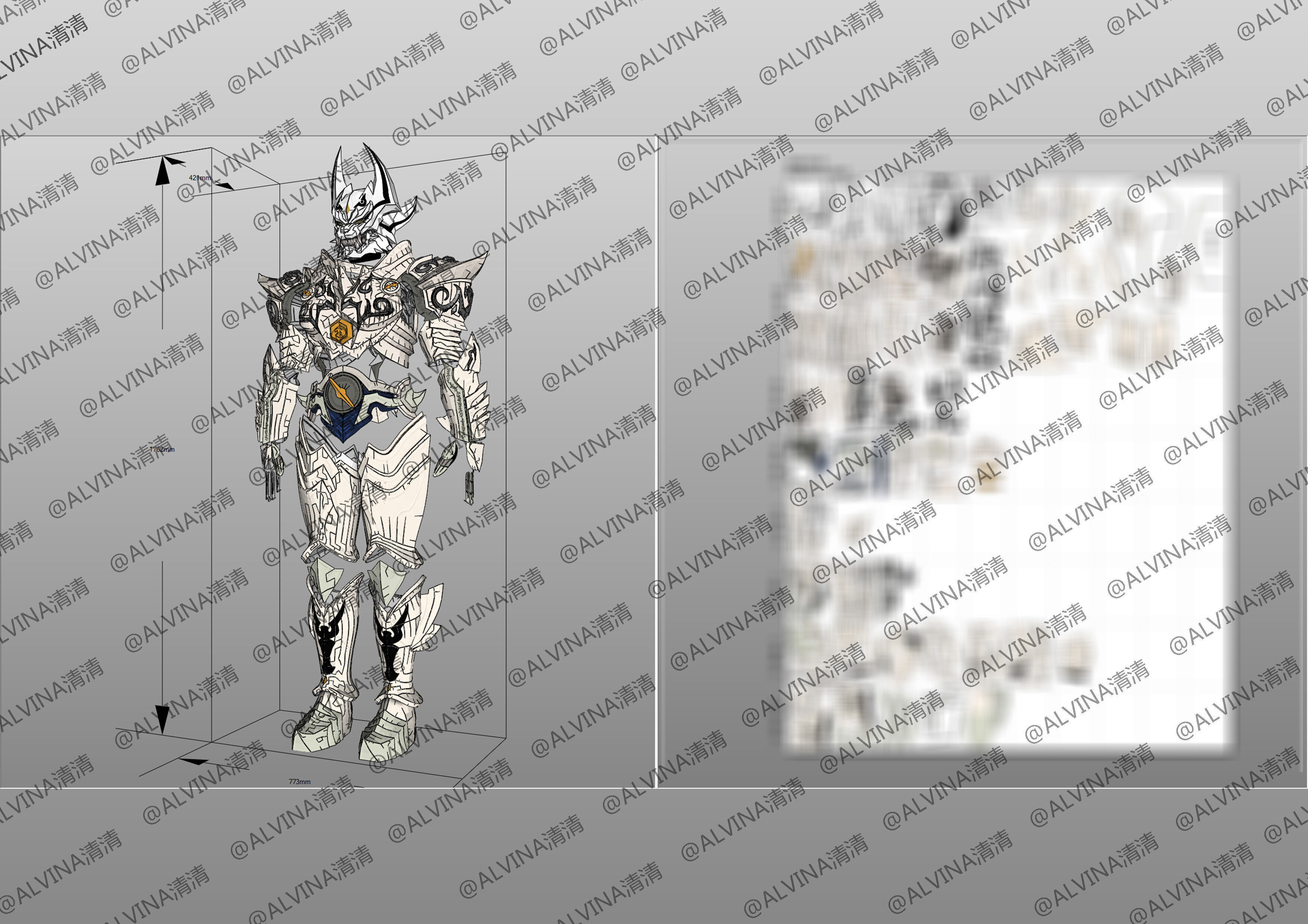 Garo Zreo Armor - DIY Cosplay Pepakura Foam Template Low-poly 3D model_7