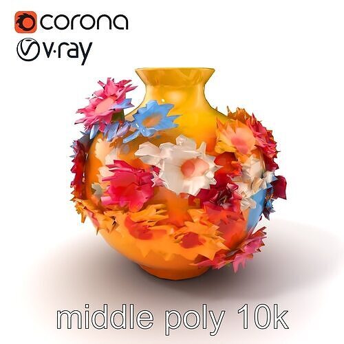 Vibrant Daisy Floral Vase model pack Low-poly 3D model