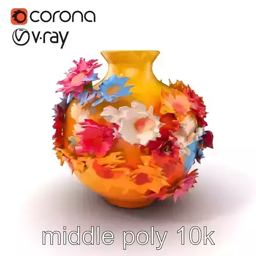 Vibrant Daisy Floral Vase model pack