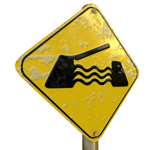 Movable Bridge Warning Traffic Sign 3D model 4