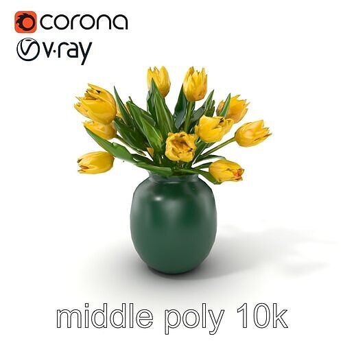 Elegant Tulip Vase Arrangement model pack Low-poly 3D model