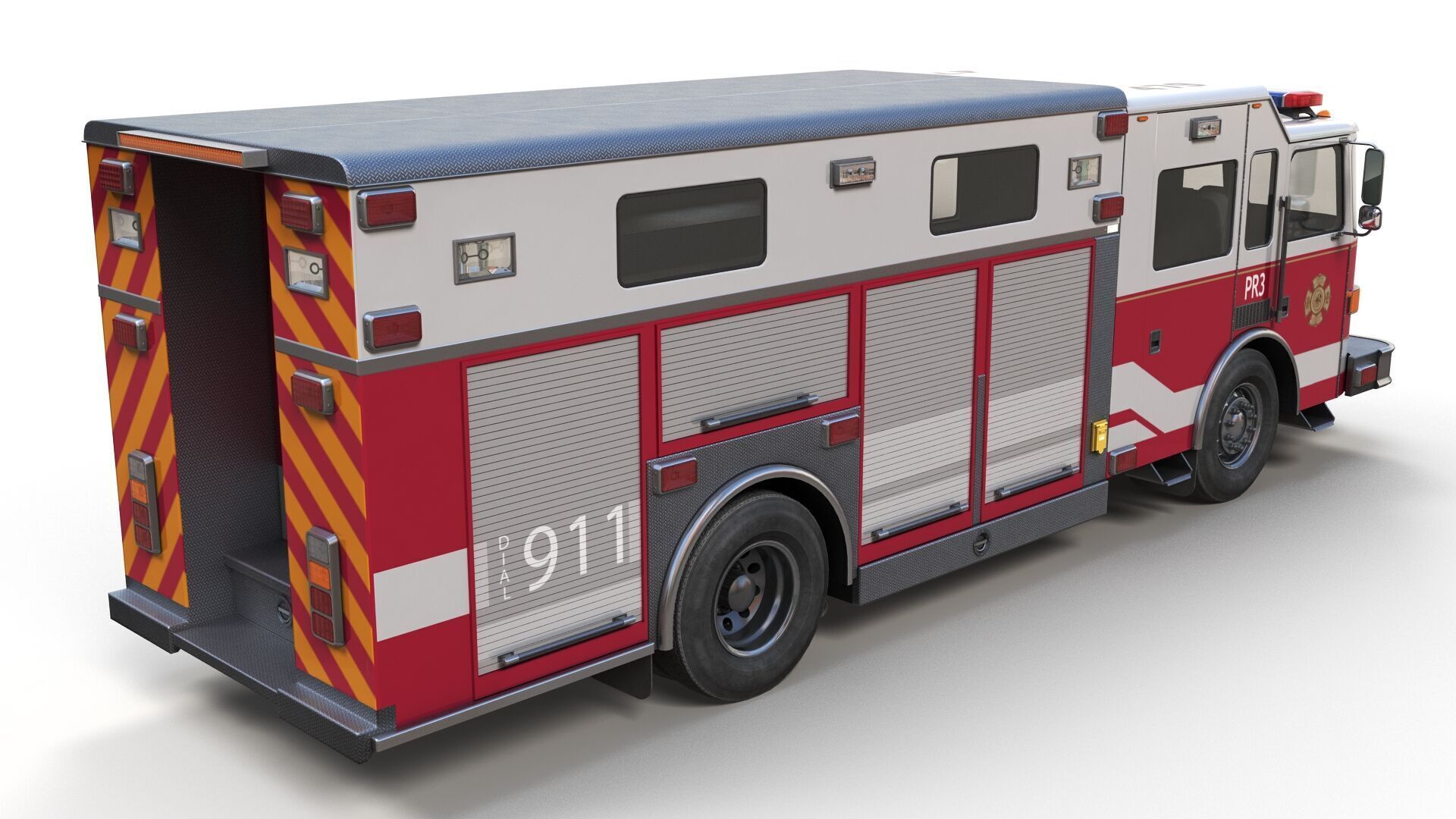 Resque Fire Truck Low-poly 3D model_2
