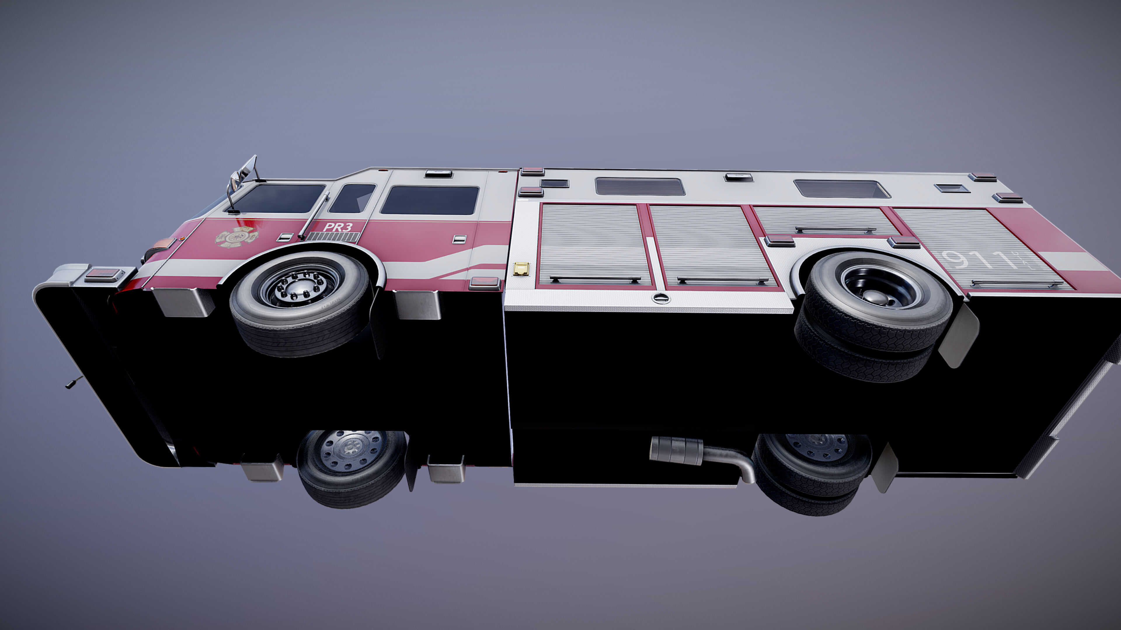 Resque Fire Truck Low-poly 3D model_22