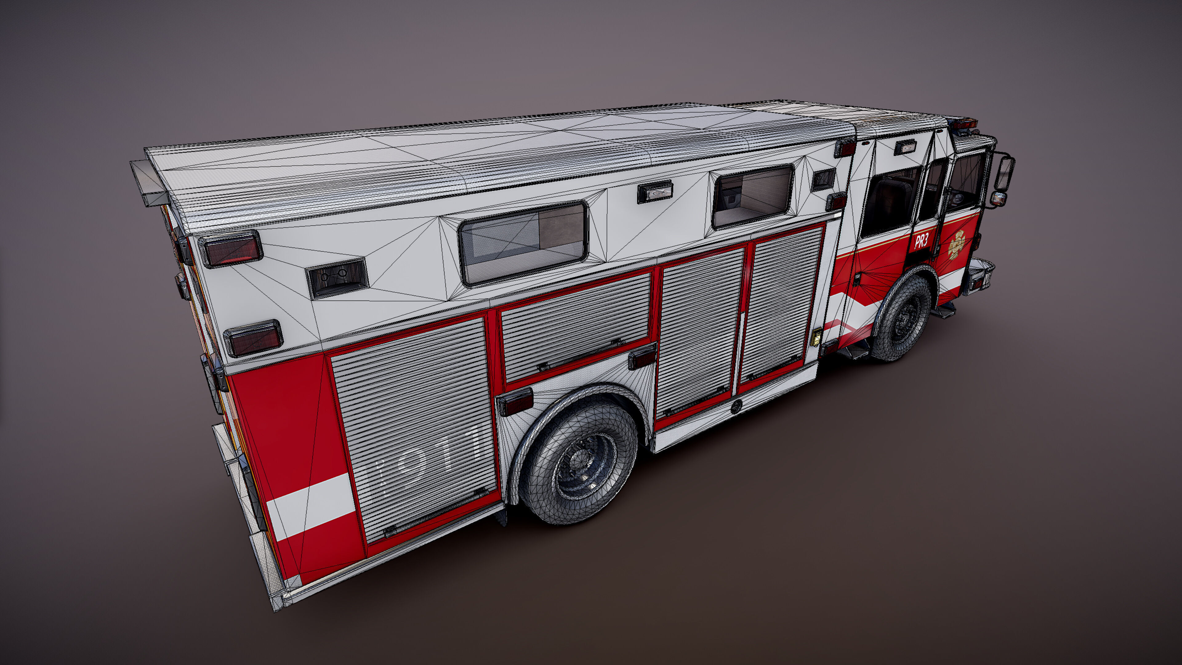 Resque Fire Truck Low-poly 3D model_29