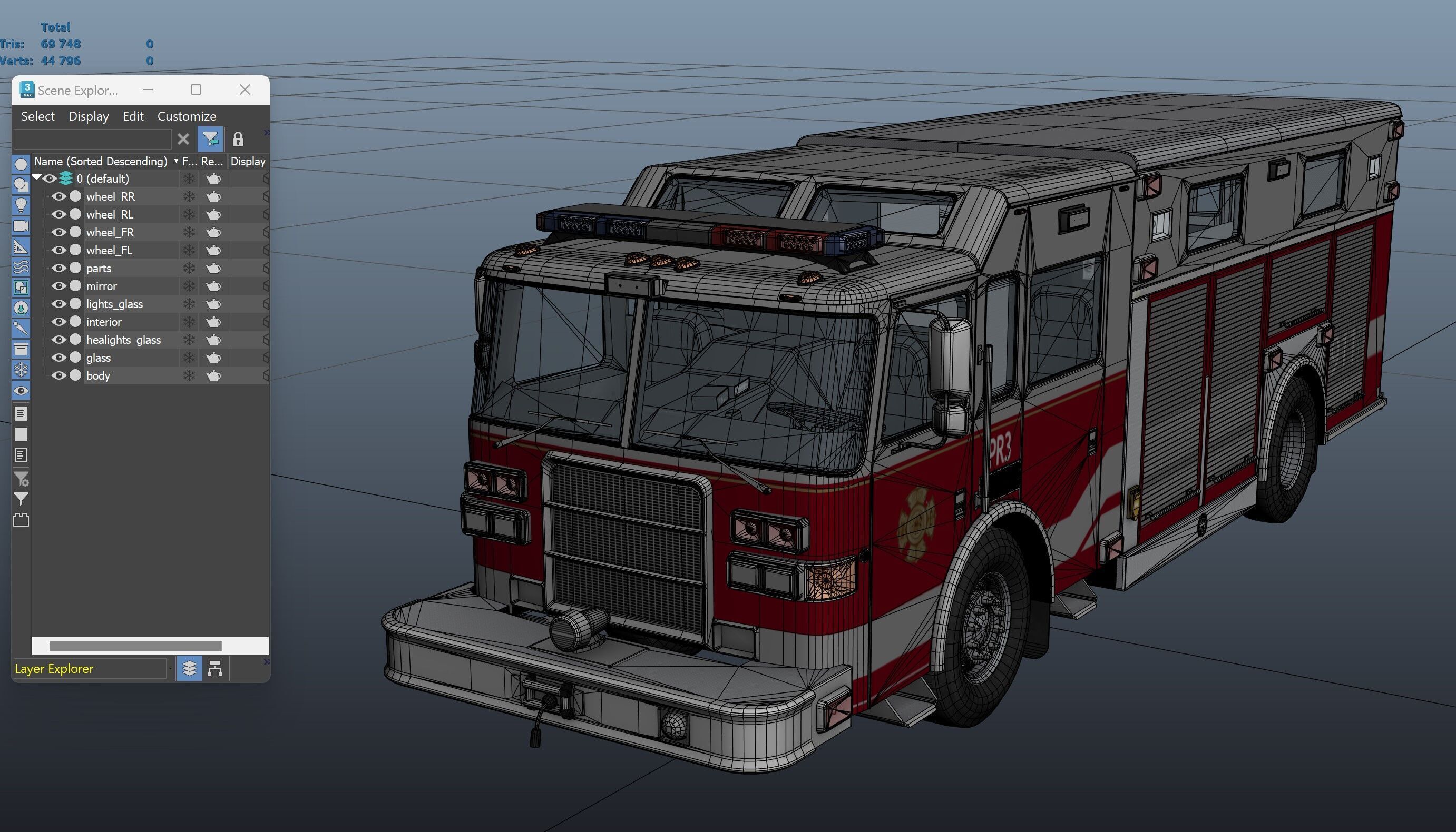 Resque Fire Truck Low-poly 3D model_32