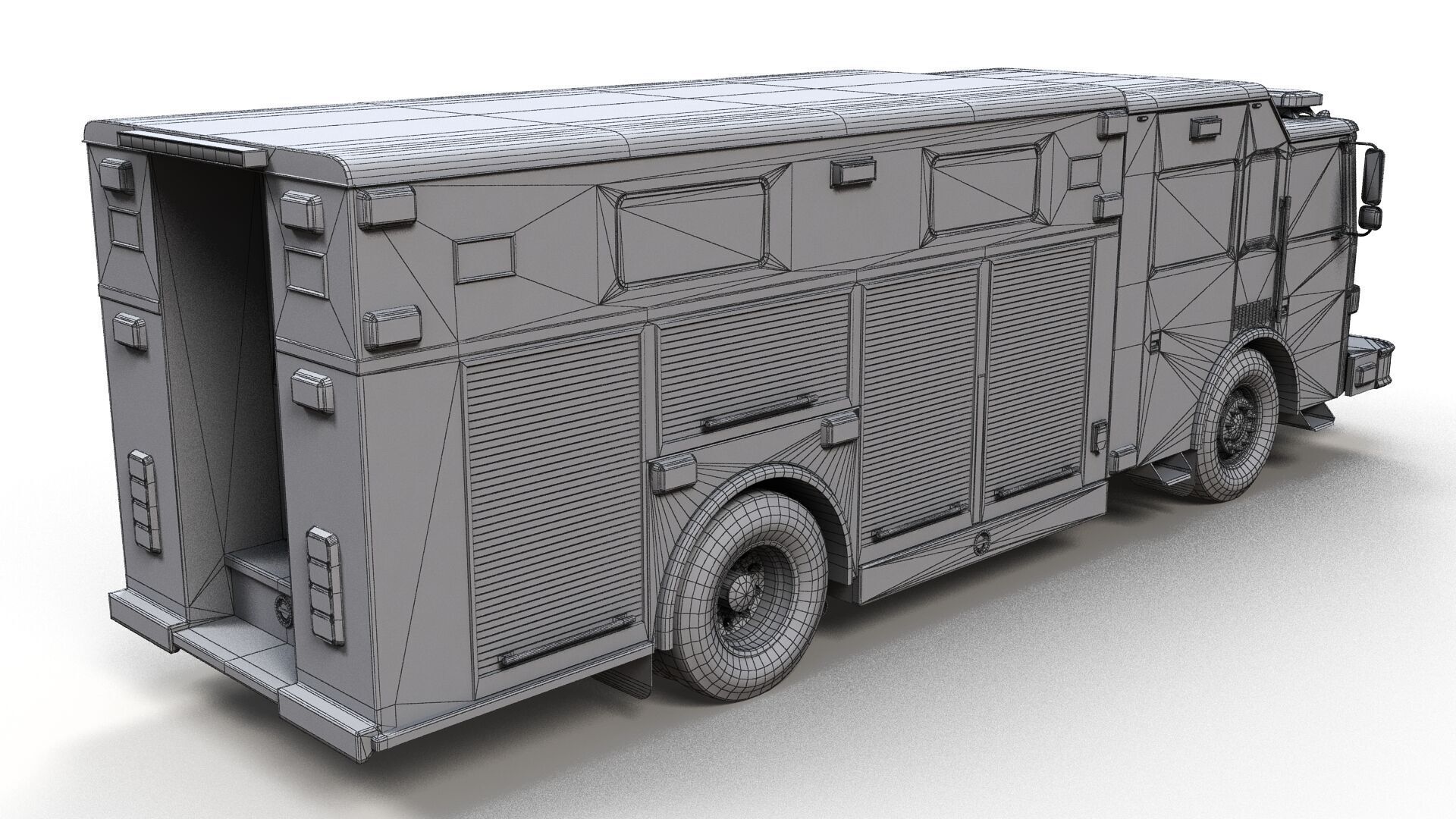 Resque Fire Truck Low-poly 3D model_10