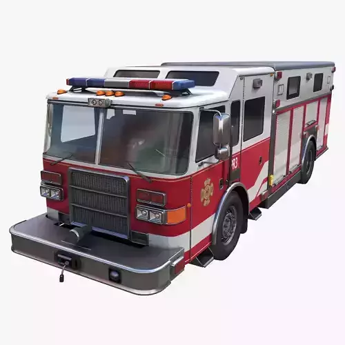 Resque Fire Truck Low-poly 3D model