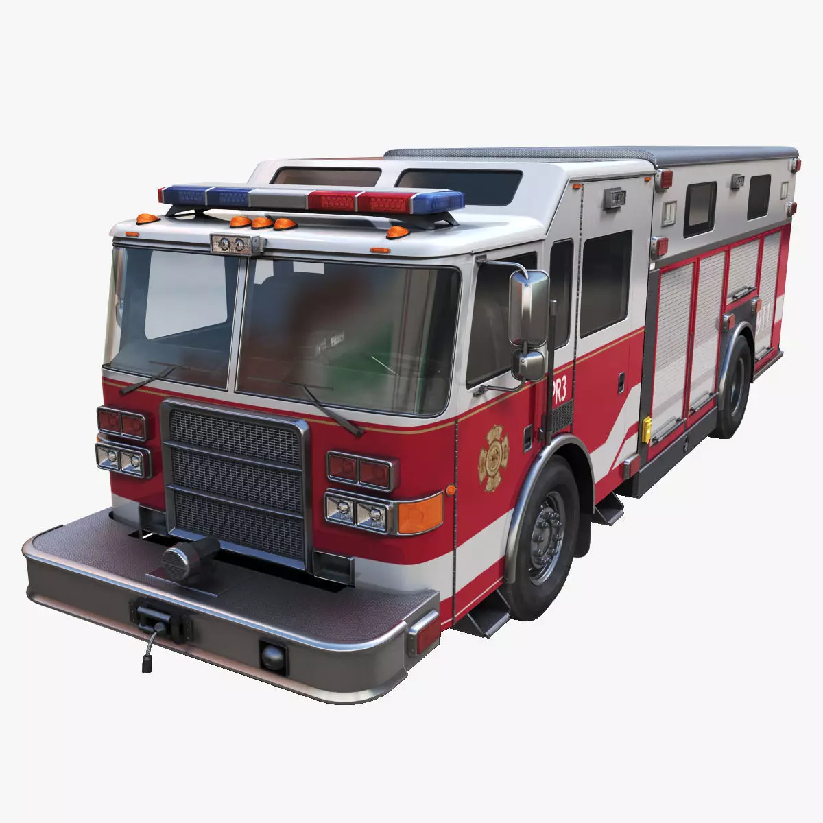Resque Fire Truck Low-poly 3D model_0