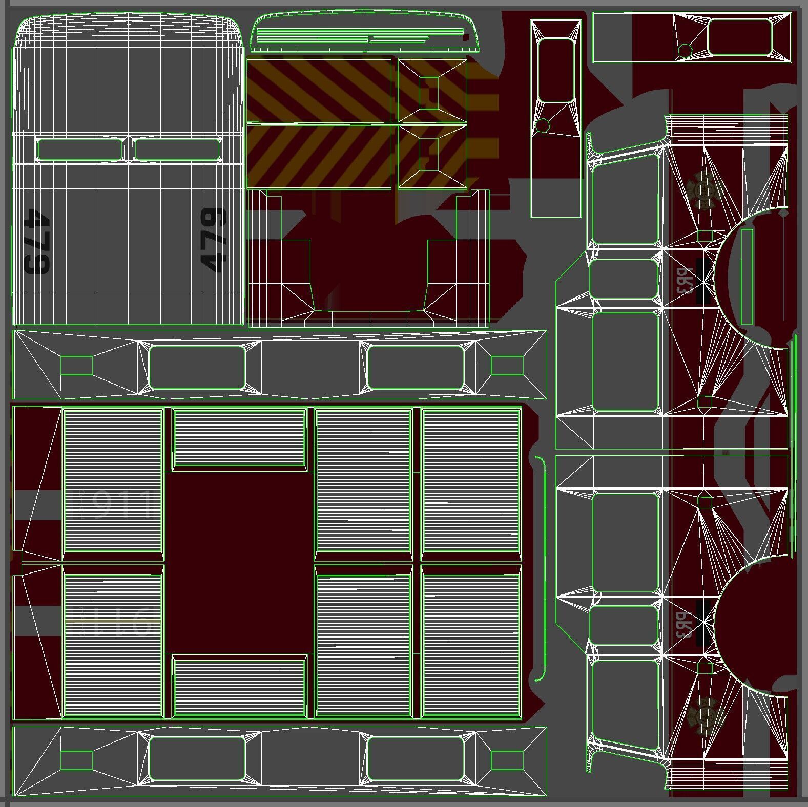 Resque Fire Truck Low-poly 3D model_39