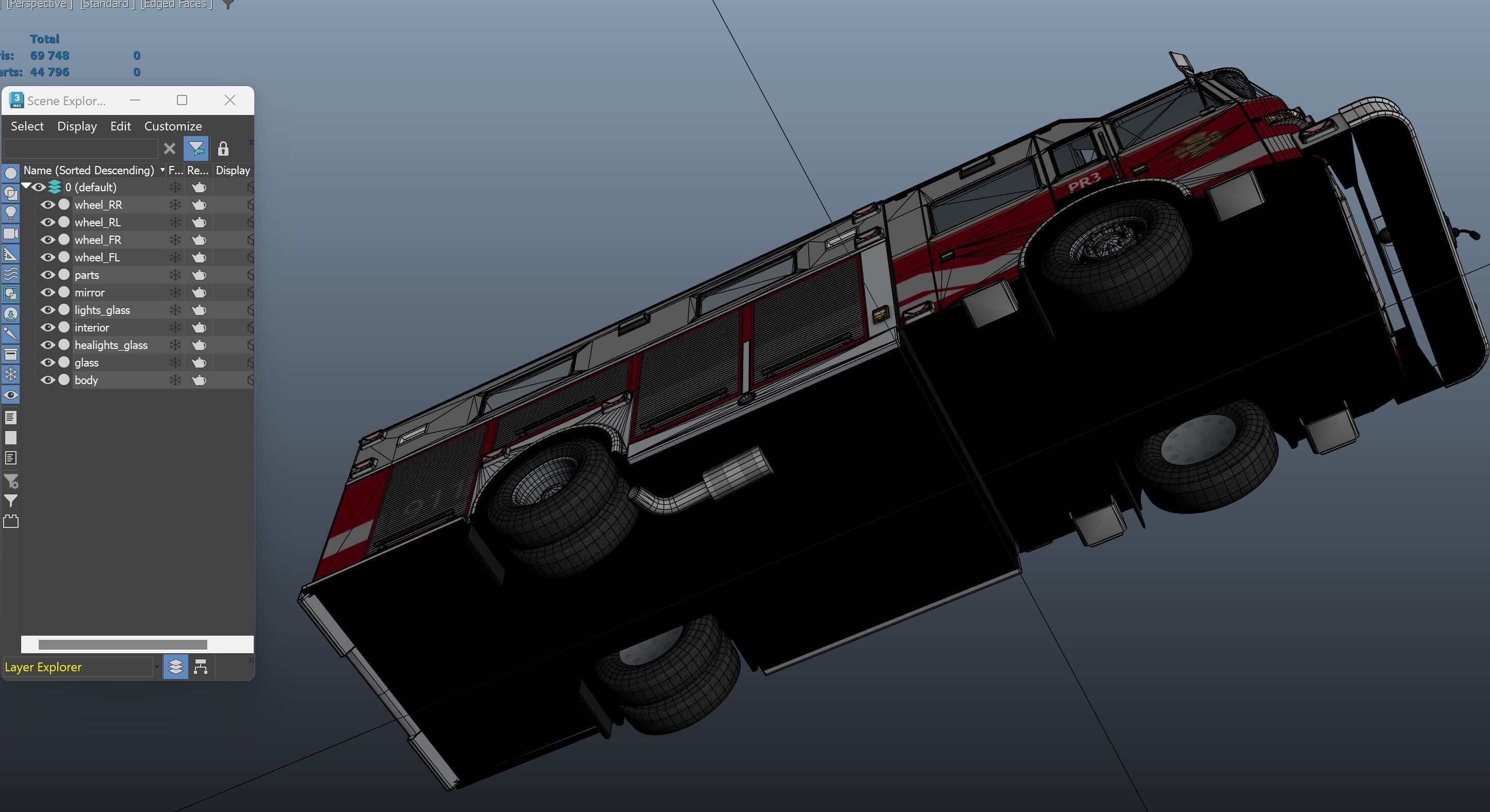 Resque Fire Truck Low-poly 3D model_34