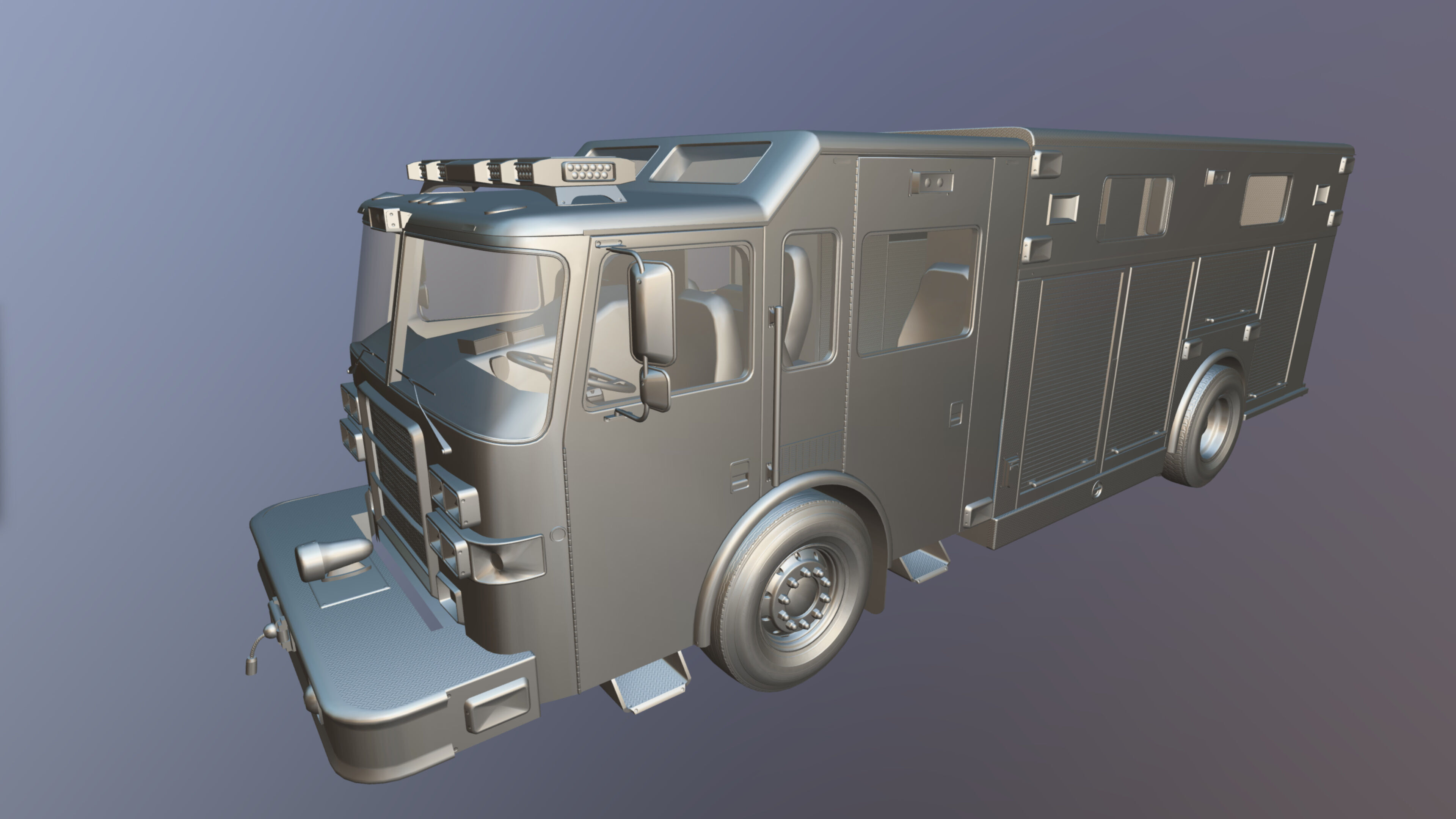 Resque Fire Truck Low-poly 3D model_30