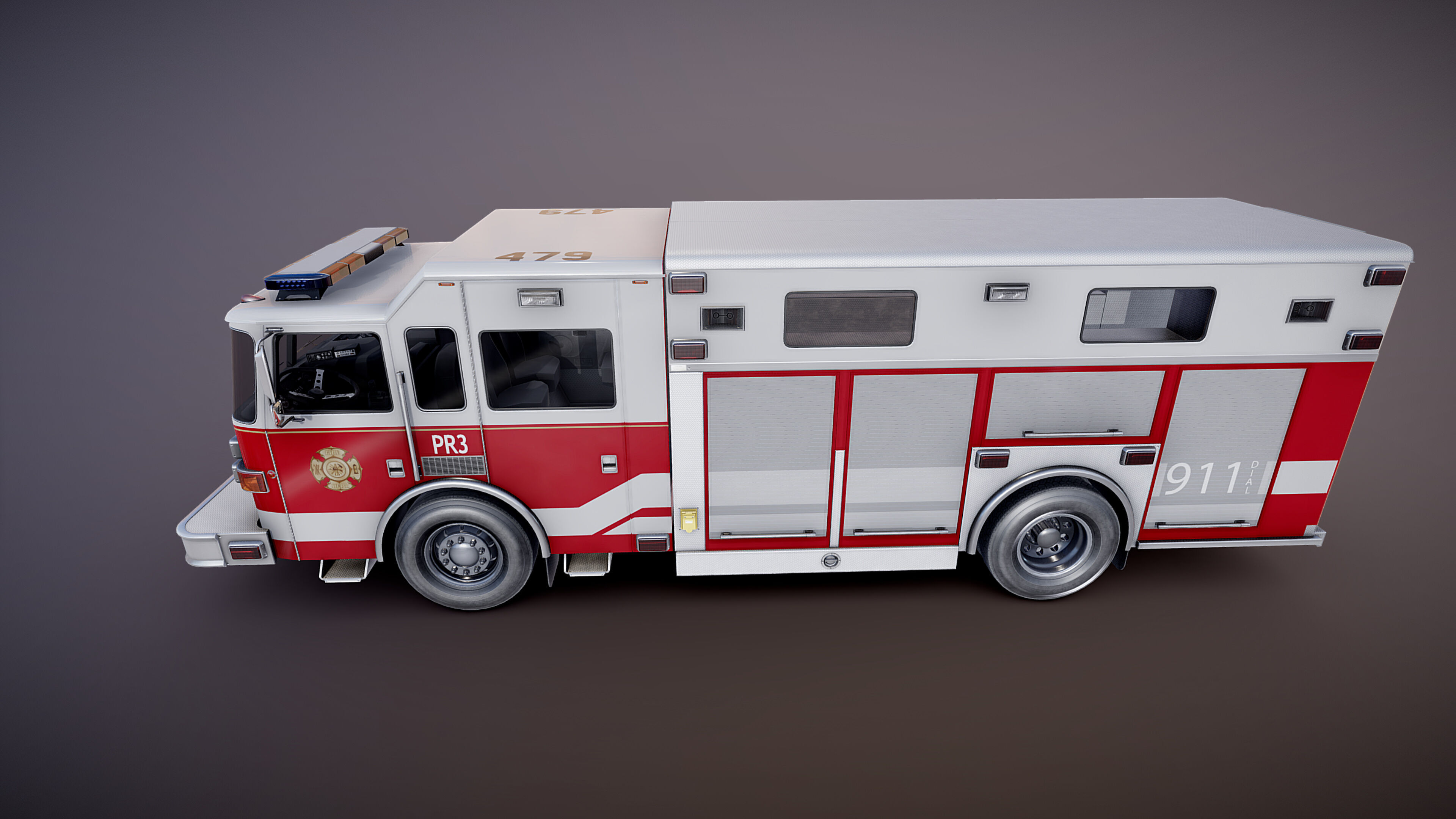Resque Fire Truck Low-poly 3D model_23