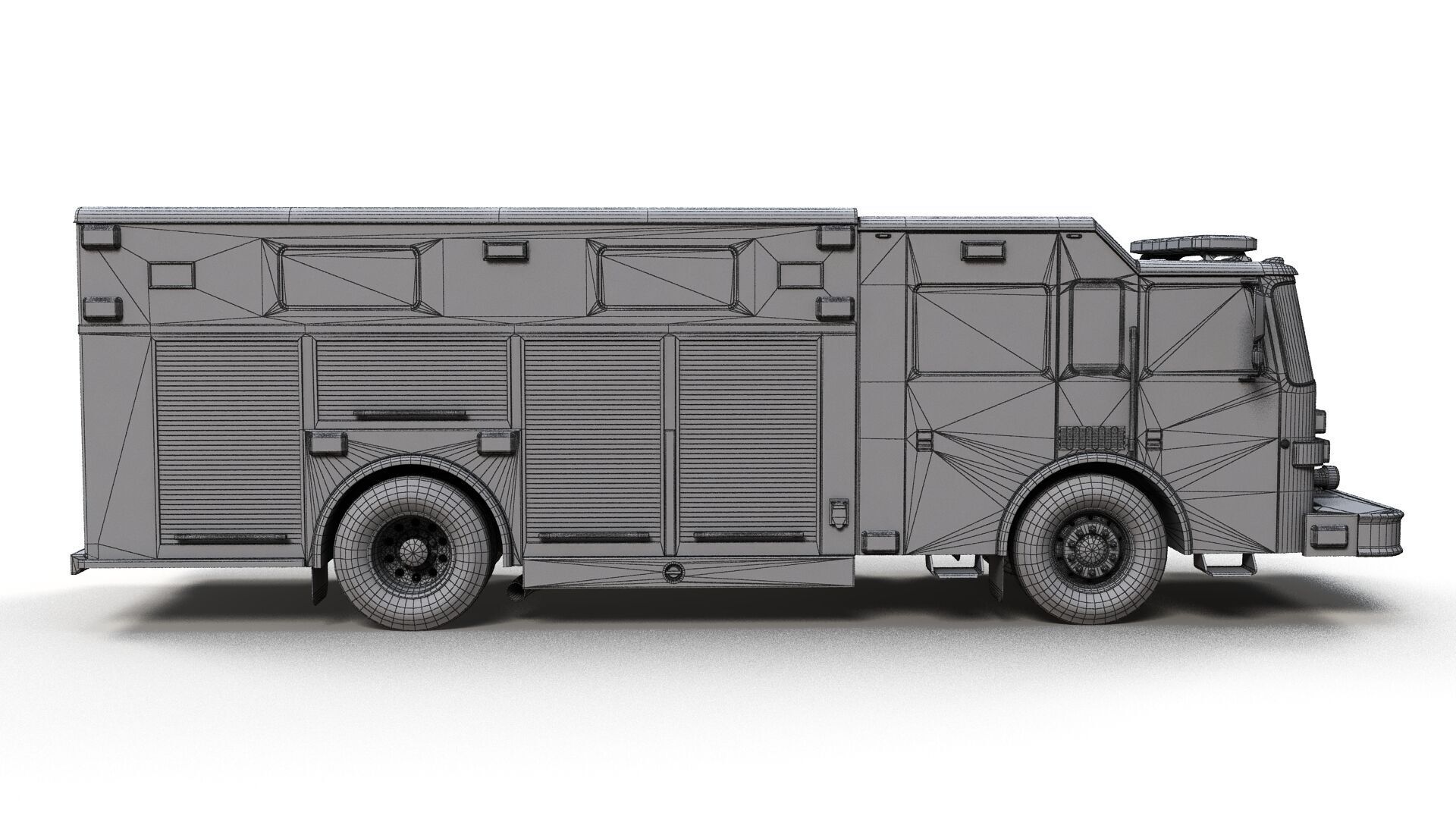 Resque Fire Truck Low-poly 3D model_11