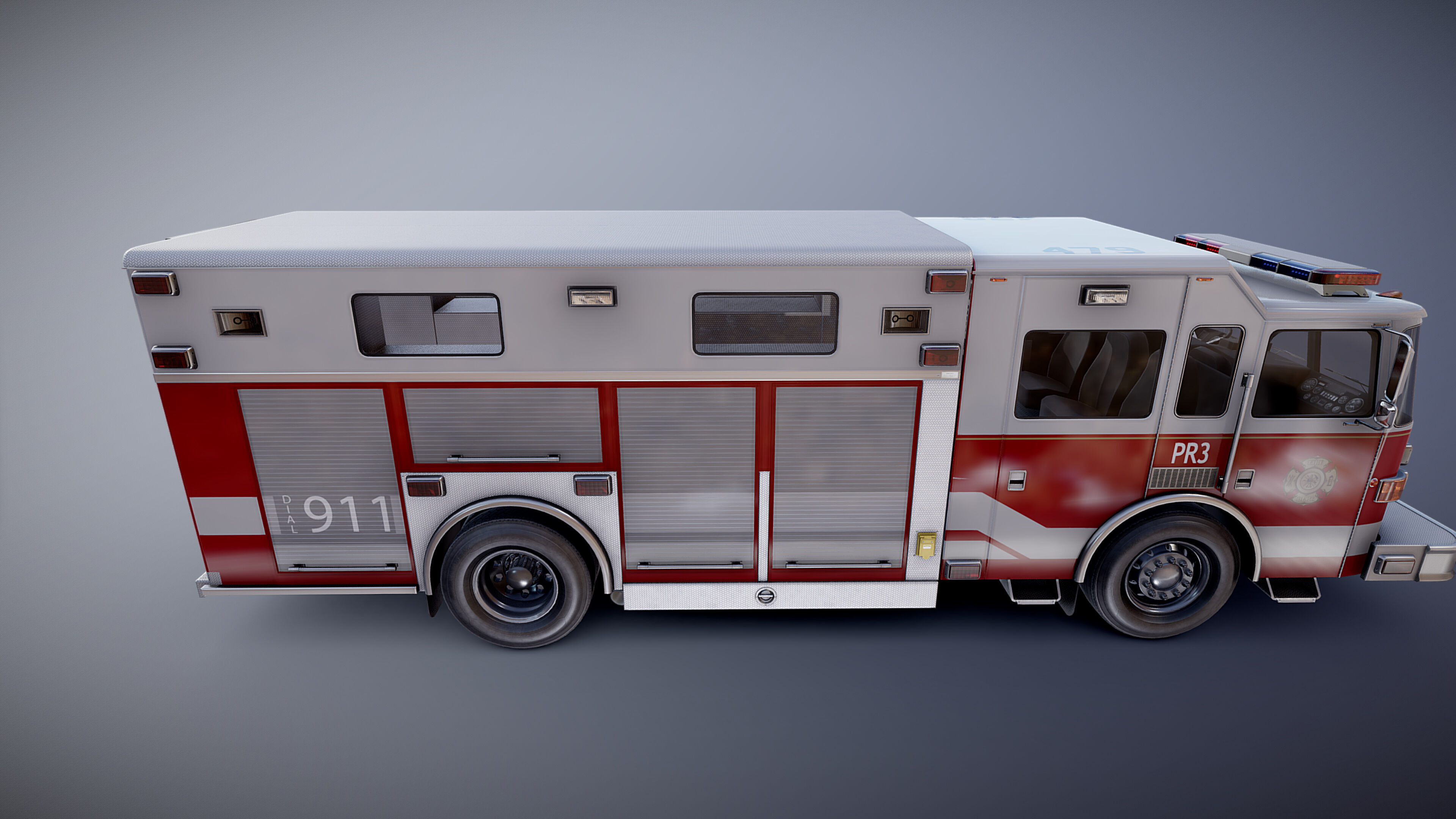 Resque Fire Truck Low-poly 3D model_20