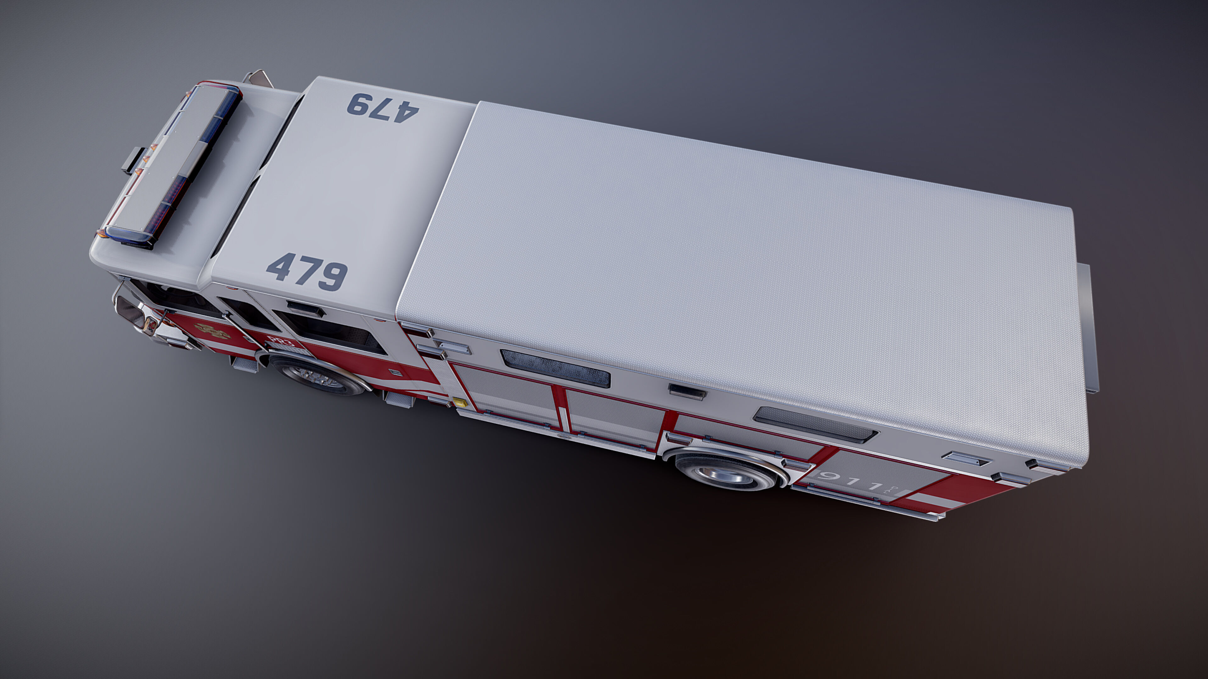 Resque Fire Truck Low-poly 3D model_18