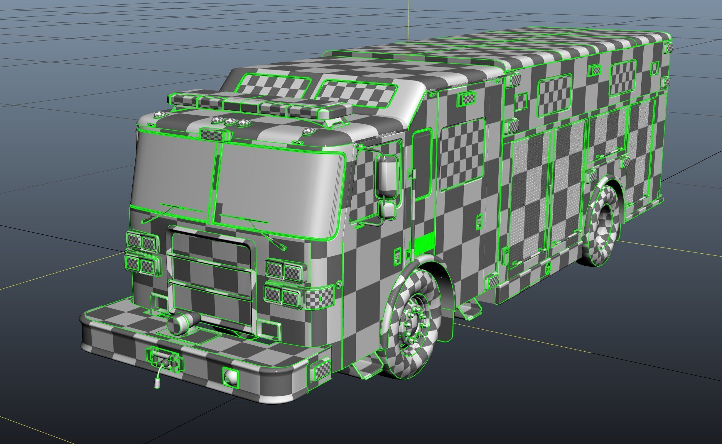 Resque Fire Truck Low-poly 3D model_38