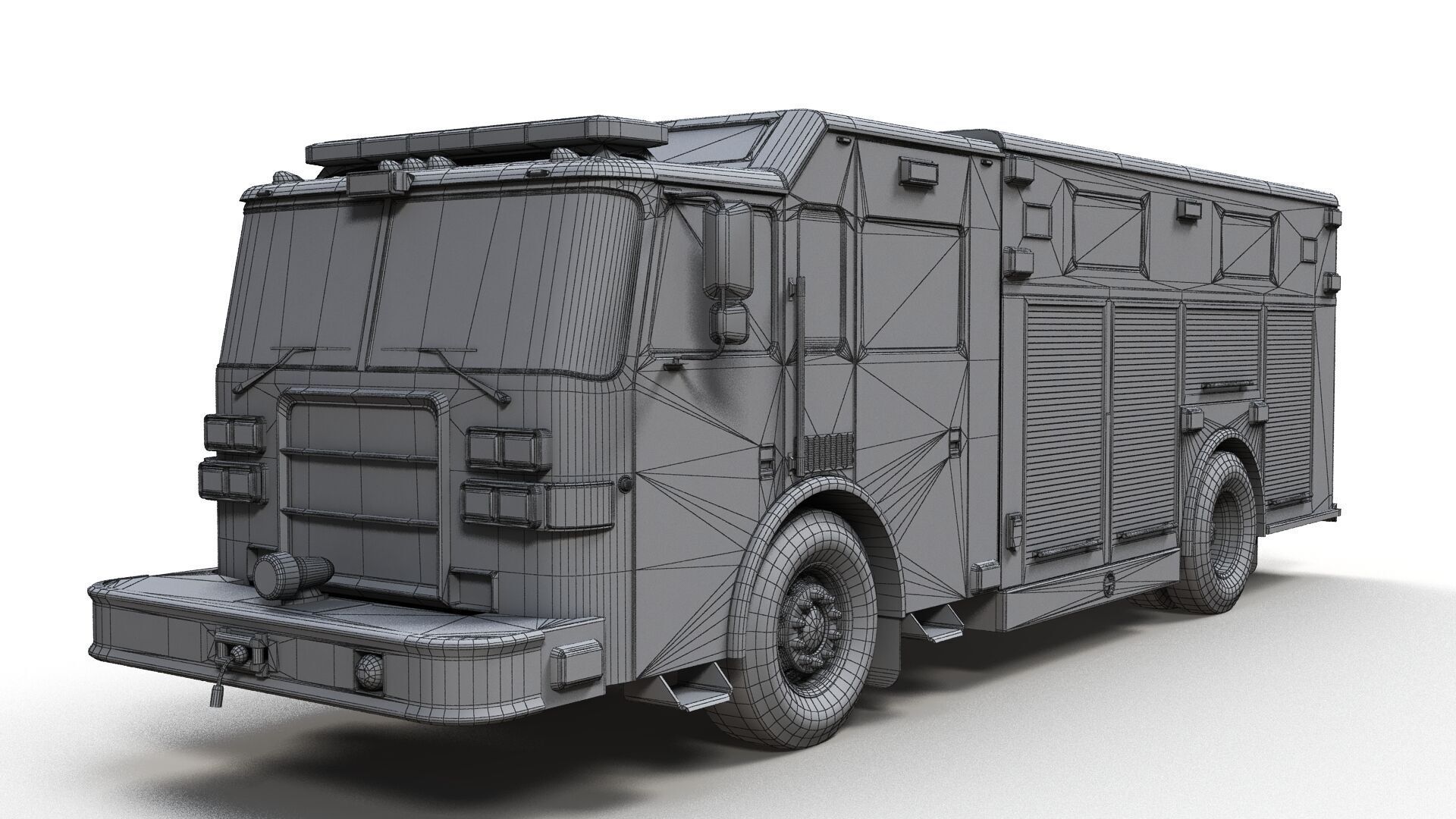 Resque Fire Truck Low-poly 3D model_16