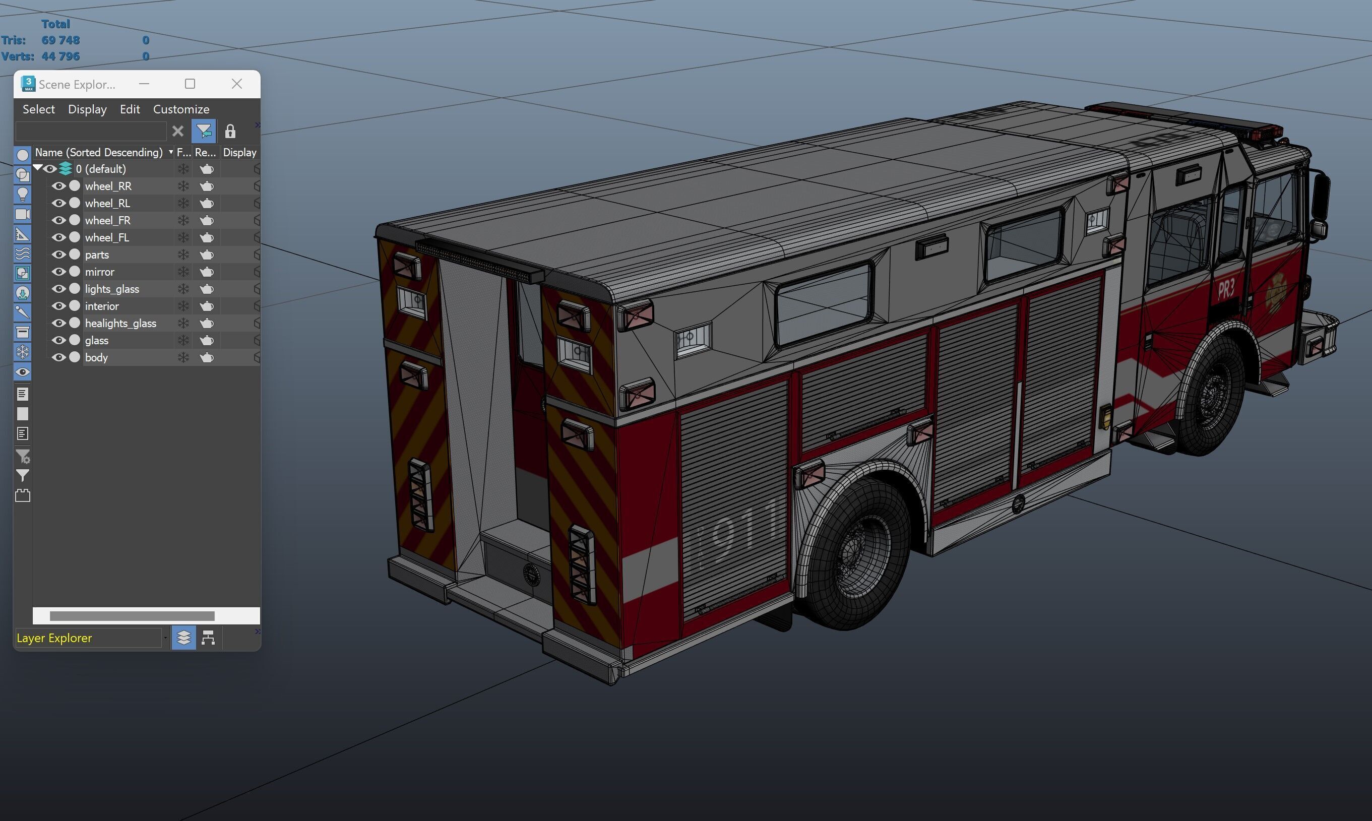 Resque Fire Truck Low-poly 3D model_33