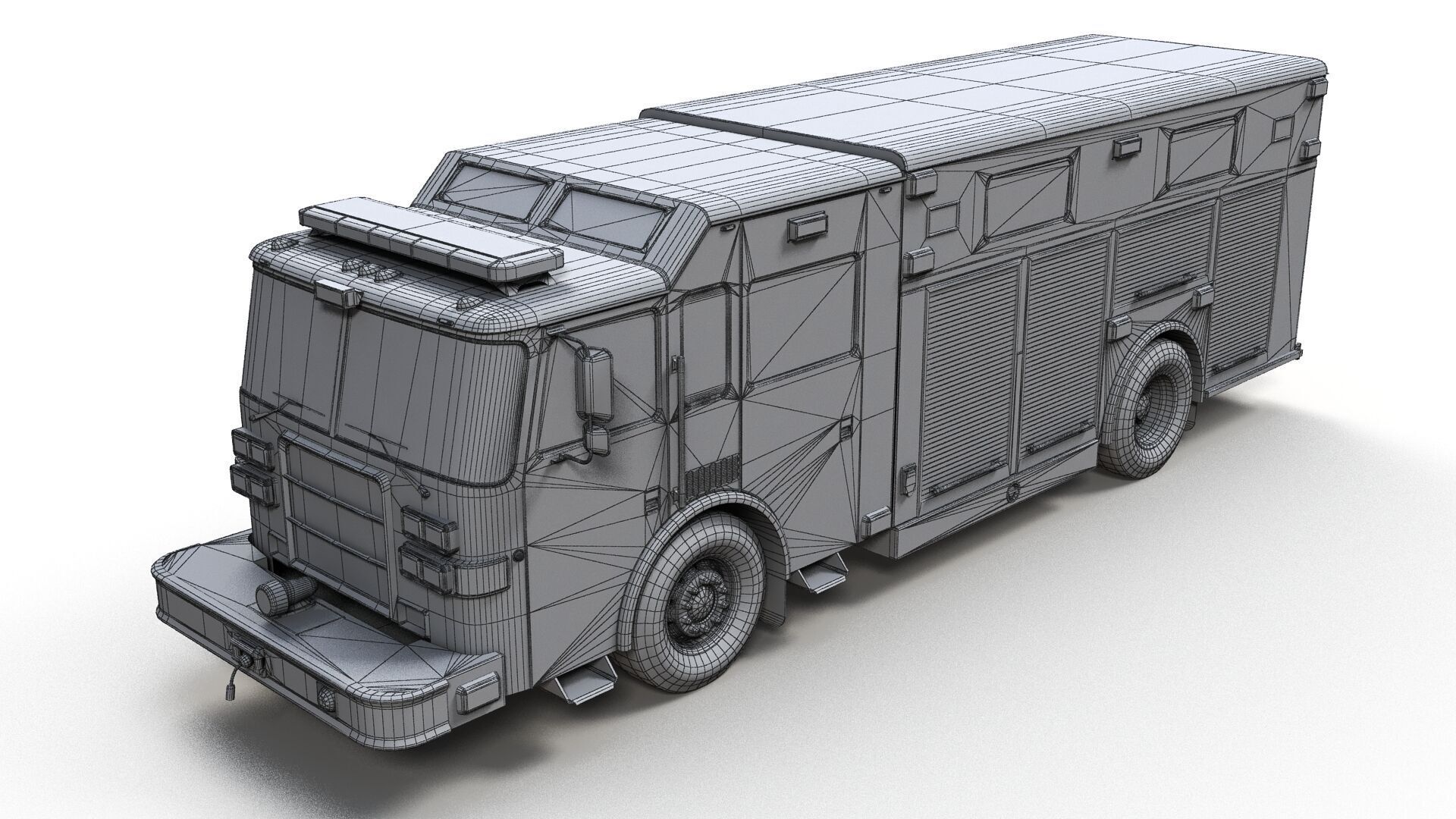 Resque Fire Truck Low-poly 3D model_9