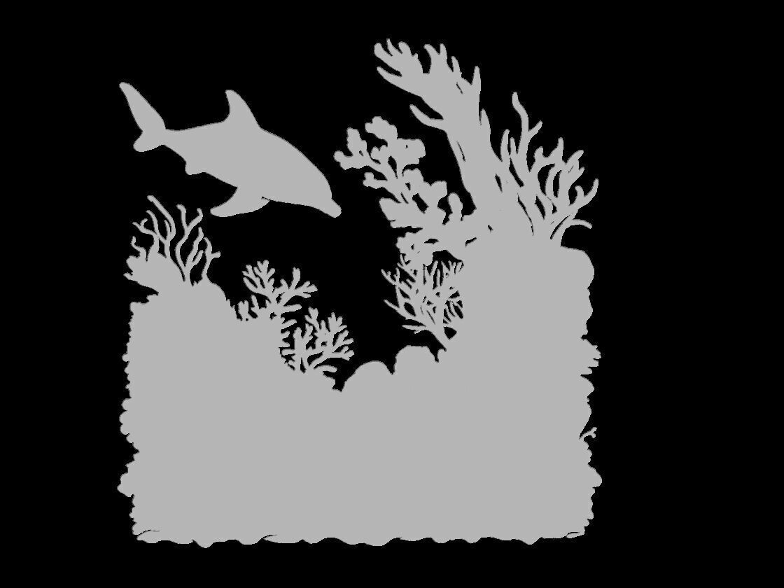 Ocean Reef Scene with Dolphin 3D print model_4