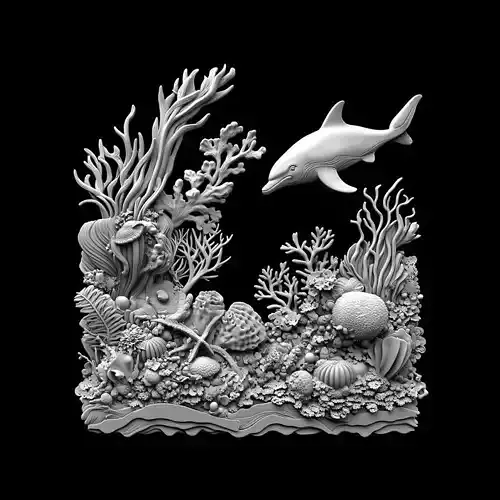 Ocean Reef Scene with Dolphin
