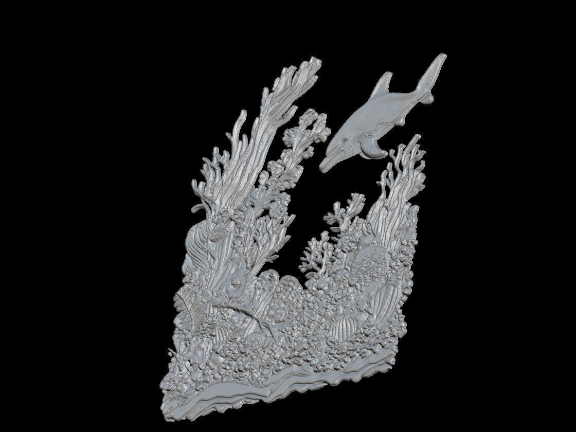 Ocean Reef Scene with Dolphin 3D print model_2