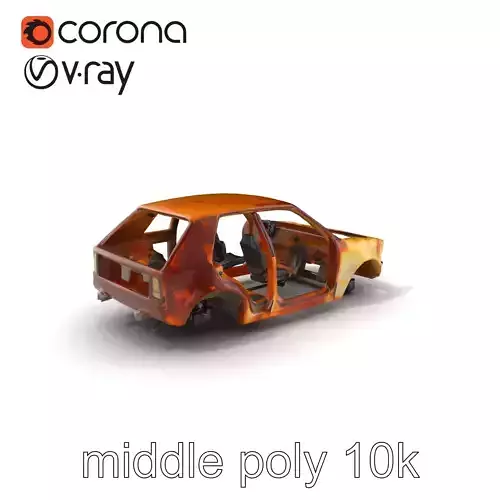 Rusty Charred Car Body Model Pack with Detailed Rust Texture