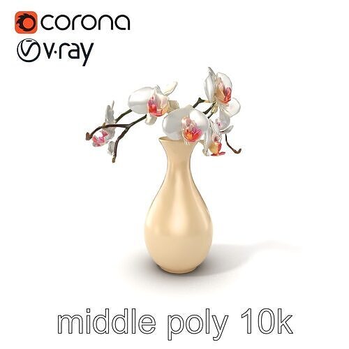 Elegant Orchid Vase model pack Low-poly 3D model