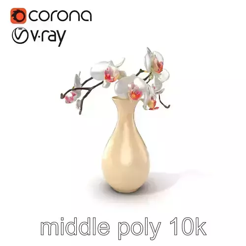 Elegant Orchid Vase model pack Low-poly 3D model