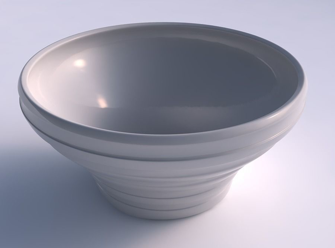 Bowl wide and twisted with smooth horizontal ribbons