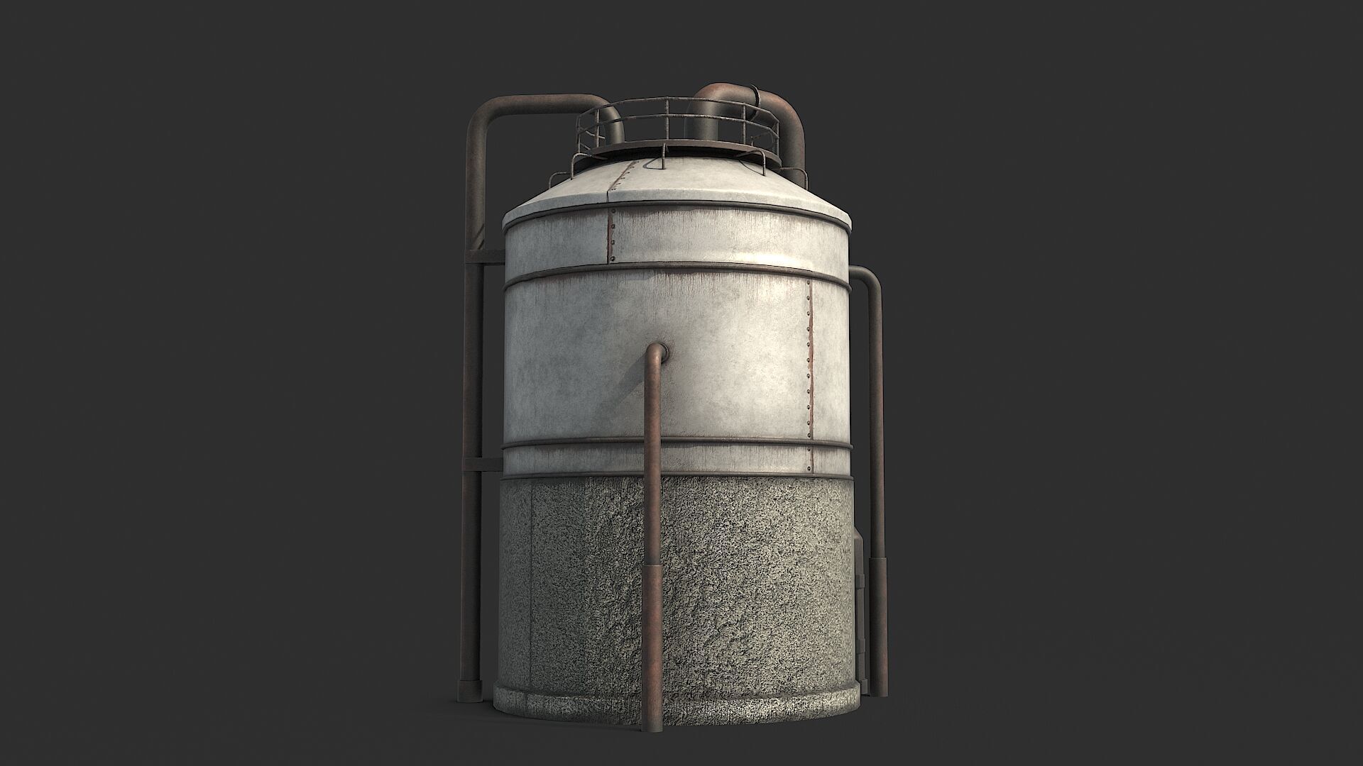 Rusty Industrial Tank Low-poly 3D model_10
