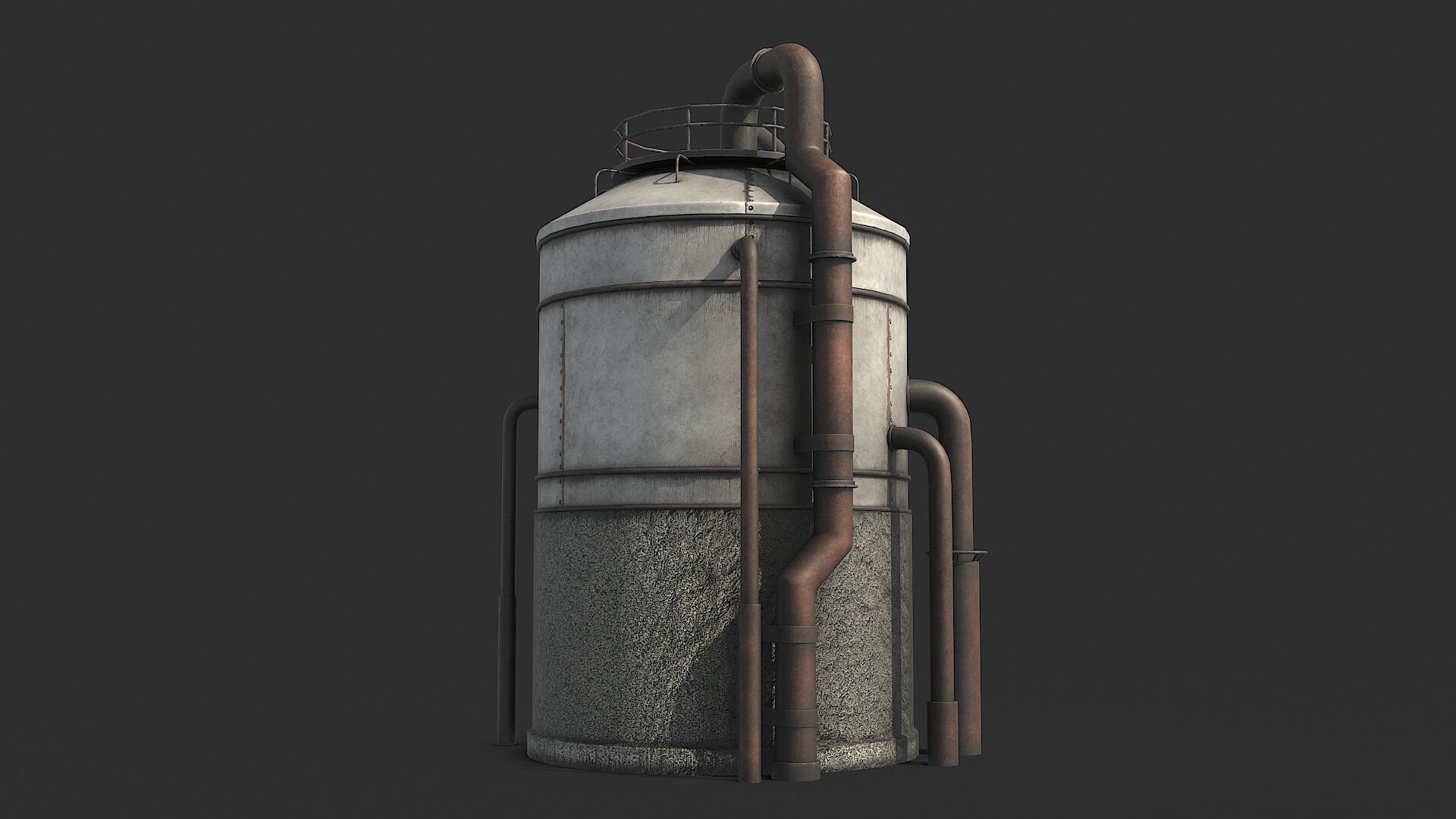 Rusty Industrial Tank Low-poly 3D model_8