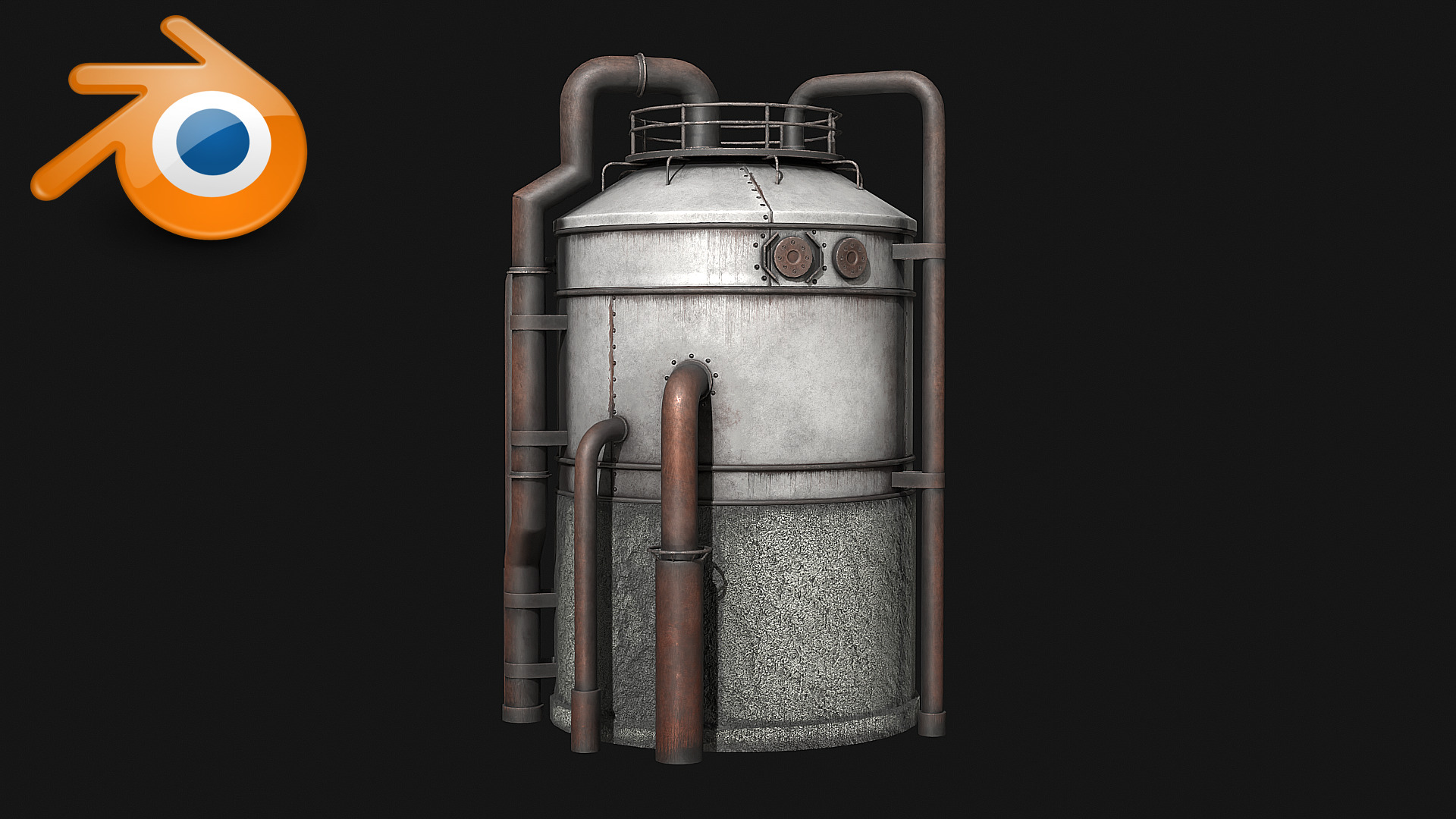 Rusty Industrial Tank Low-poly 3D model_6