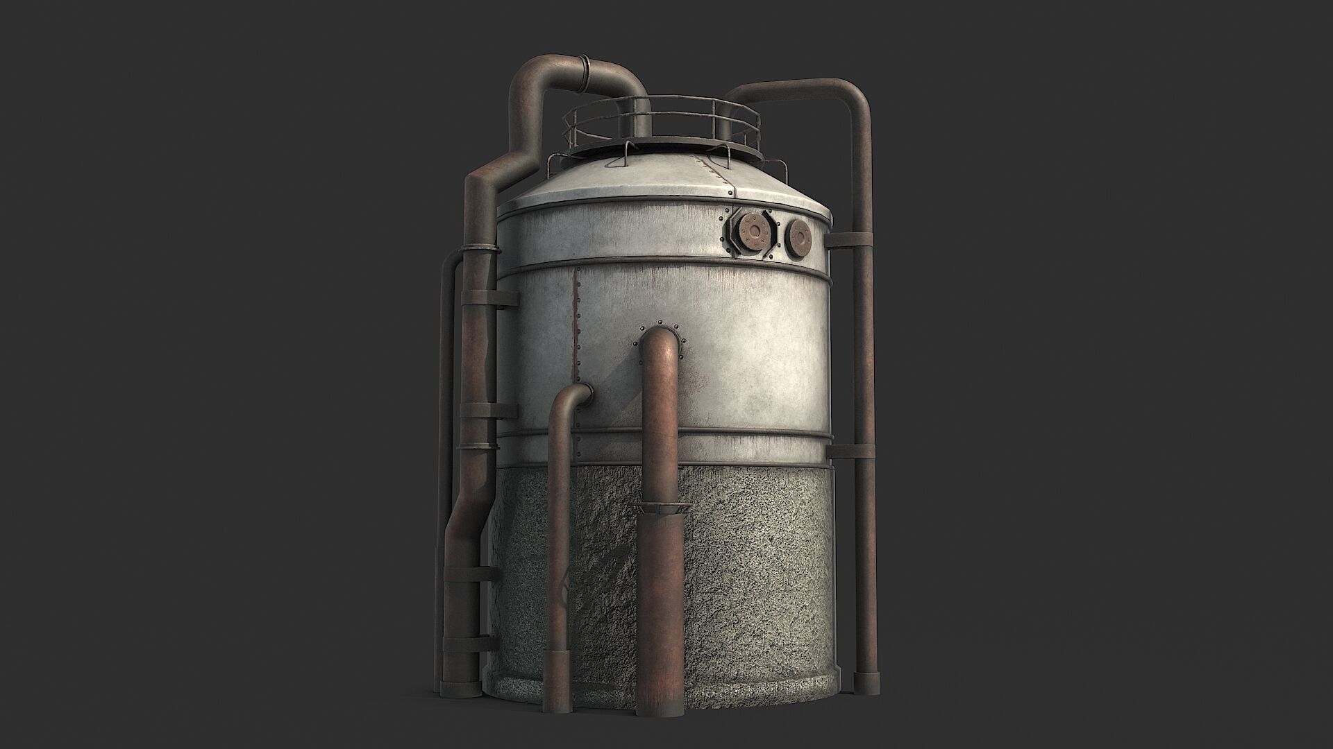 Rusty Industrial Tank Low-poly 3D model_12