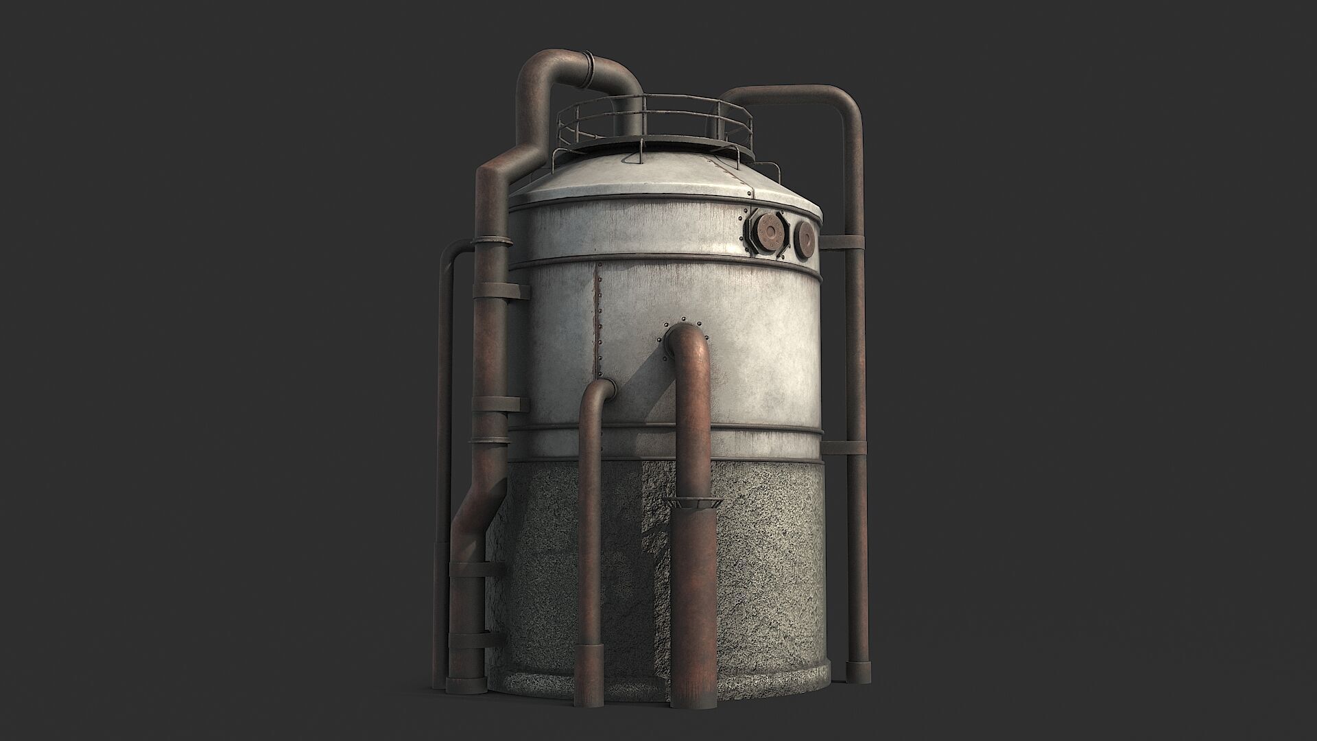 Rusty Industrial Tank Low-poly 3D model_2