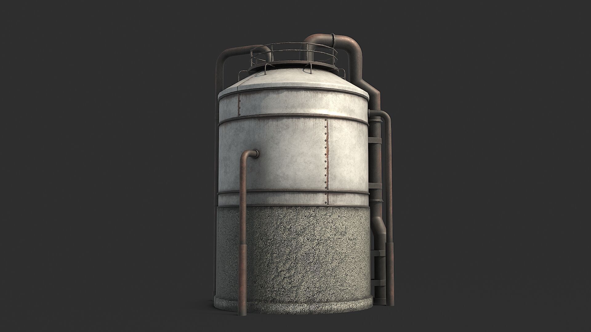 Rusty Industrial Tank Low-poly 3D model_9