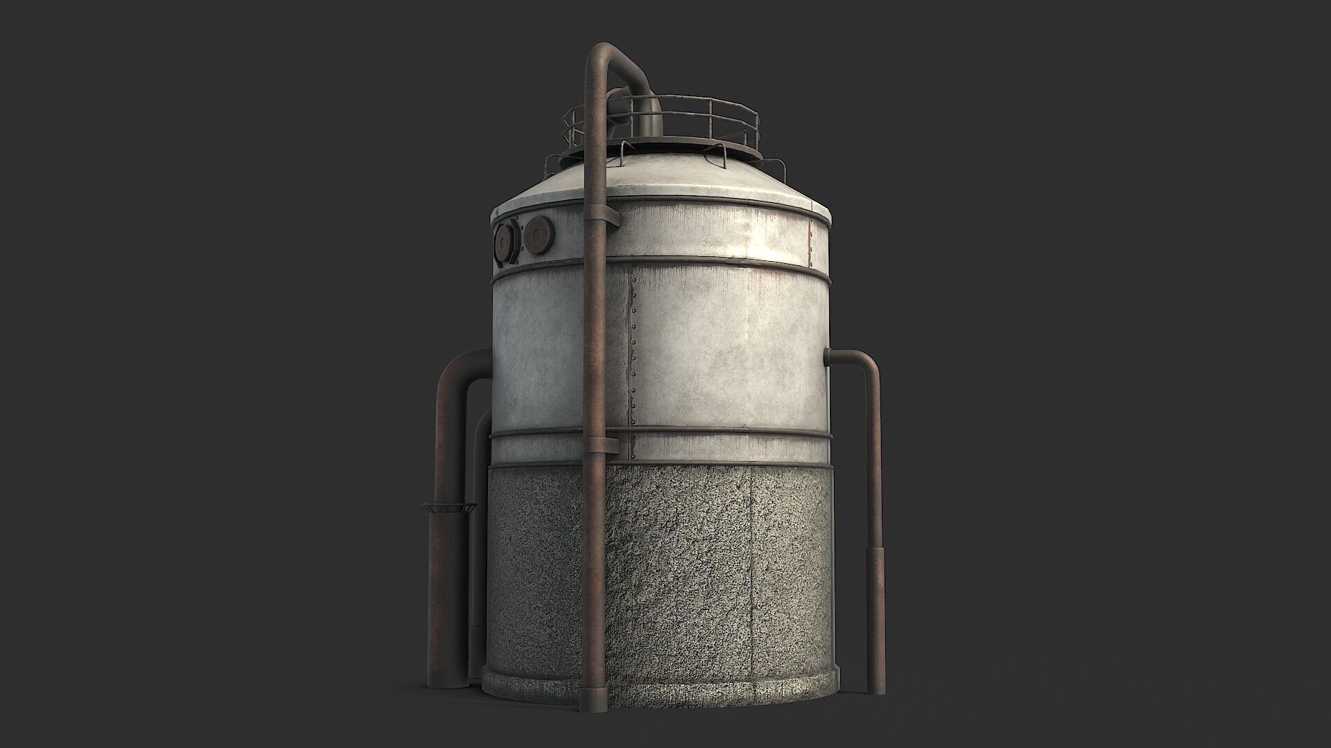 Rusty Industrial Tank Low-poly 3D model_11
