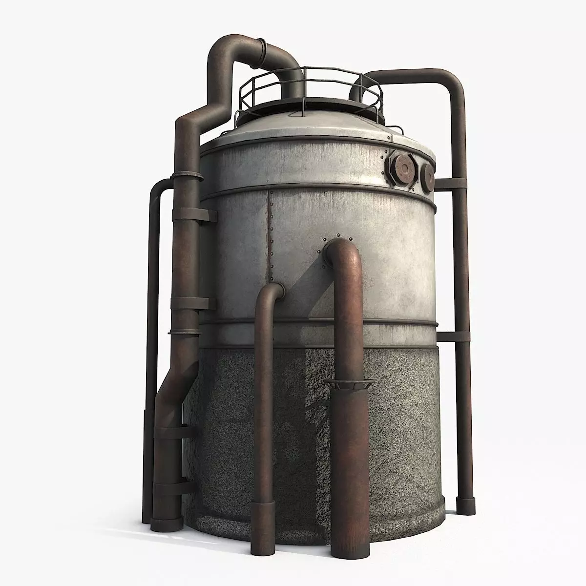Rusty Industrial Tank Low-poly 3D model_0