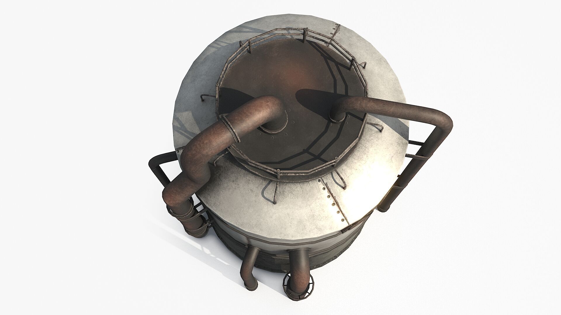 Rusty Industrial Tank Low-poly 3D model_5