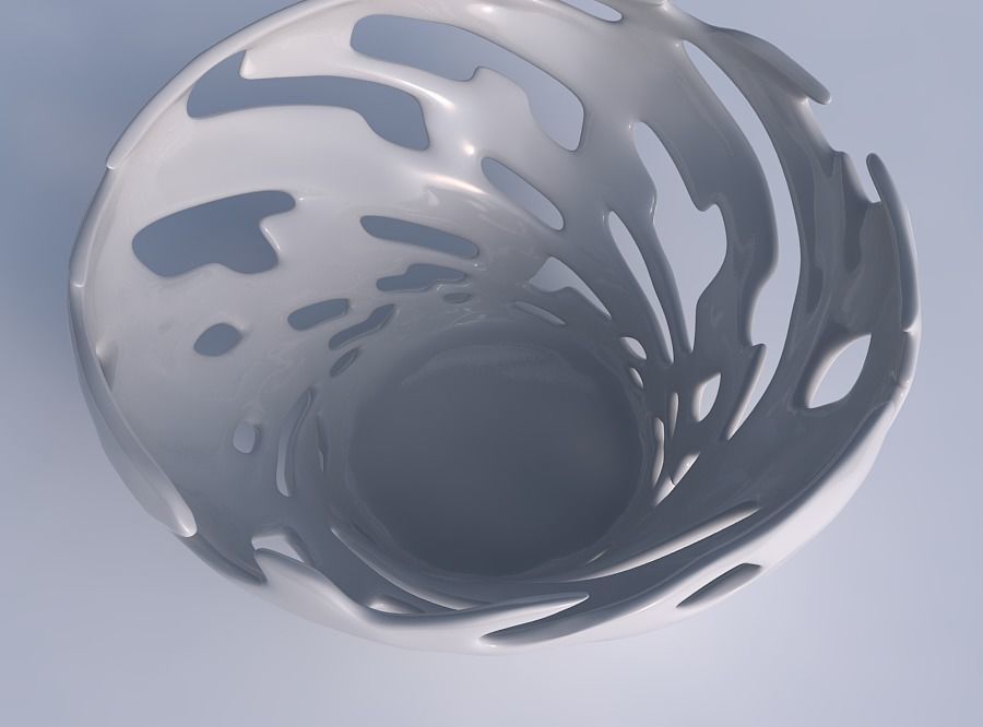 Bowl wide and twisted with smooth cuts 3D print model_1