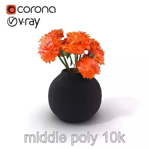 Modern Ceramic Vase with Marigold Flowers model pack