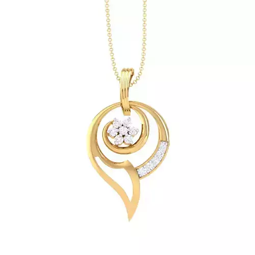 3D Printable Cad jewelry design of Lady diamond Pendant