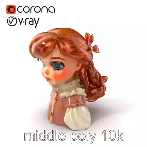 Copper Accent Antique Doll Model Pack Low-poly 3D model