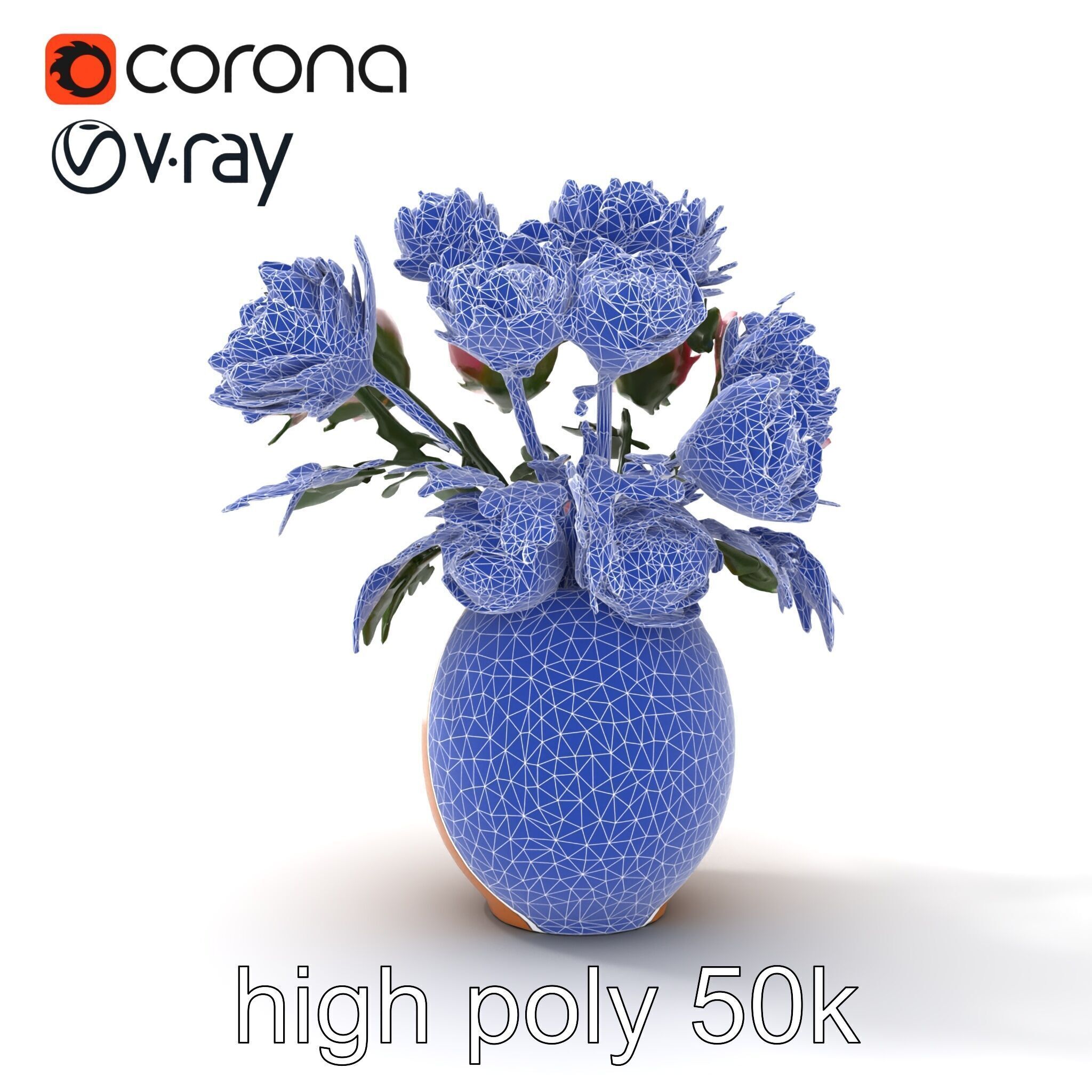 Pink Peonies in Rustic Vase model pack Low-poly 3D model_21