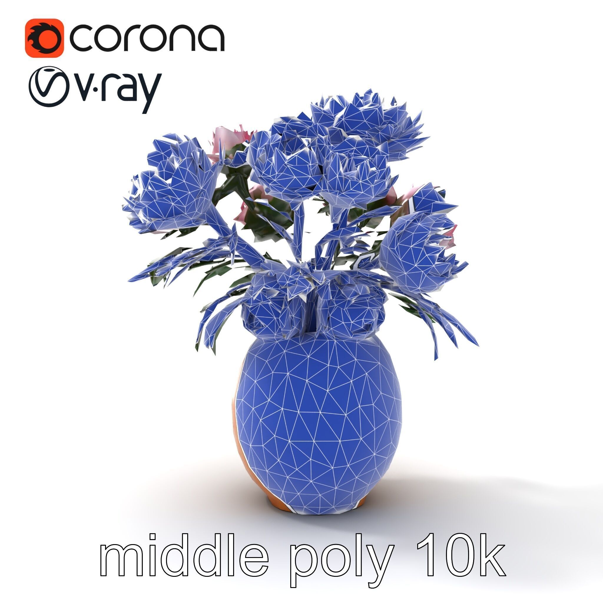 Pink Peonies in Rustic Vase model pack Low-poly 3D model_31