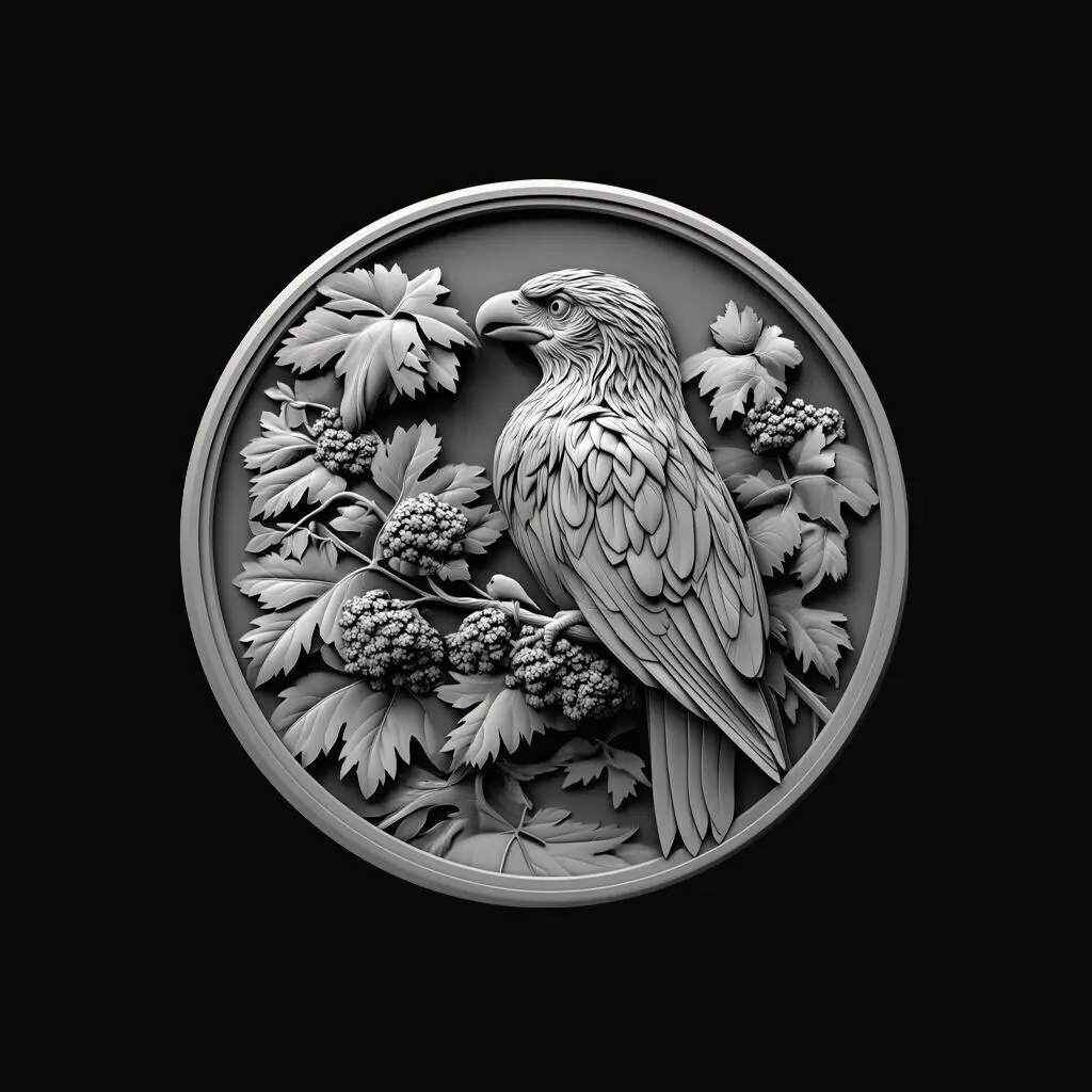 Eagle Relief 3D Model Nature-Inspired Round Medallion 3D print model
