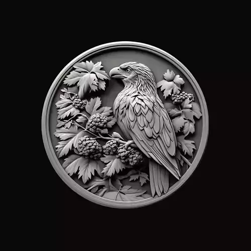 Eagle Relief 3D Model  Nature-Inspired Round Medallion
