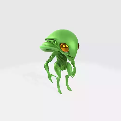 Green Alien Creature with Glossy Exoskeleton